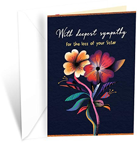 Prime Greetings Sympathy Card Loss of Sister, Made in America, Eco-Friendly, Thick Card Stock with Premium Envelope 5in x 7.75in, Packaged in Protective Mailer