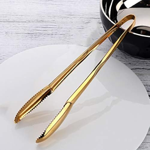 Mattänger för kök halkskydd buffé grilltänger matlagning, paket med 1, guld