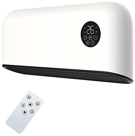 MYLEK Over Door Heater 2000W Wall Mounted Indoor Overdoor Hot Air Downflow Curtain - Fan Heater - With Remote Control, PTC, Thermostat, Timer, Office, Bathroom, Commercial, Garage, (2KW, White)