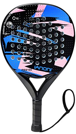Padel Racket Carbon Fiber Surface with EVA Memory Flex Foam Core Padel Tennis Racquets Lightweight (Blue)