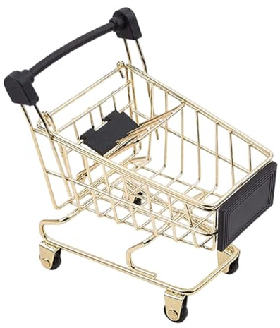Zerodeko Mini metall shoppingvagn guld shoppingkorg barn leksakskorg mat fruktkorg snacksbehållare förvaringslåda för detaljhandel supermarknader