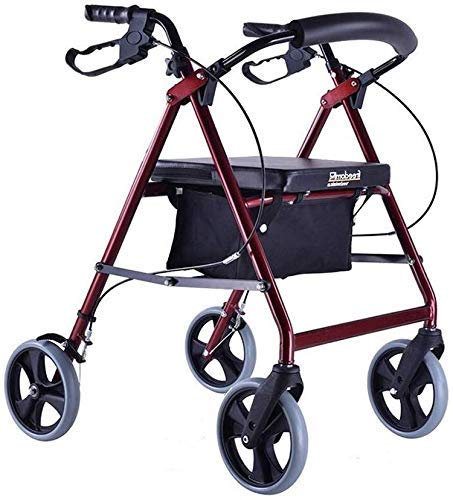 ADITAM Shopping Rollator Walker Seniors Walking Frame Aid Chariot léger Poussette Scooter de mobilité Chariot avec siège et Panier 4 Roues pour Personnes âgées Double The Comfort