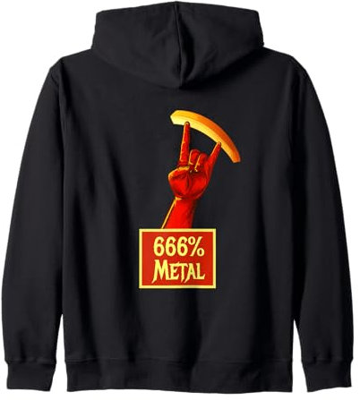Fourchette à frites 666% Heavy Metal Geste Cornes du diable Hard Rock Sweat à Capuche