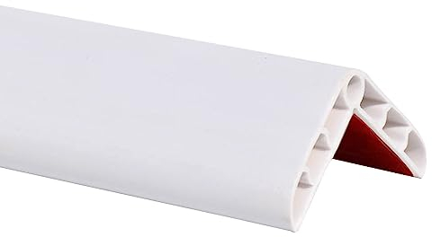 Protezione bordi in PVC per gradini, profilo angolare, autoadesiva, in gomma, per mobili da parete, scrivania, scale, protezione bordi del tavolo per garage (3,5 cm x 3,5 cm, colore bianco)