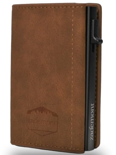 zademont Geldbörse Herren ohne Münzfach | Portmonee Herren | Slim Wallet Herren mit Kartenetui | Geldbeutel zum Verschenken | Elegante Brieftasche (Ohne Münzfach, Wood Brown)