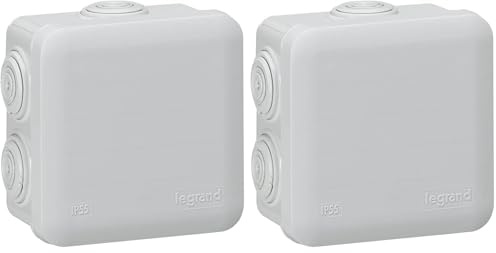 Legrand - Boîte de dérivation carrée 80x80x45mm - fermeture par enclipsage - gris (Lot de 2)