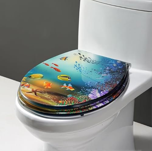 EGEIRA Toilettendeckel,WC Sitz Mit Absenkautomatik,leicht Zu Reinigen, Hochwertige Klobrille - Toilettensitz,Rostfreien Scharnieren,Silent-Toilettensitz-Harzmaterial(Color:款式-3)