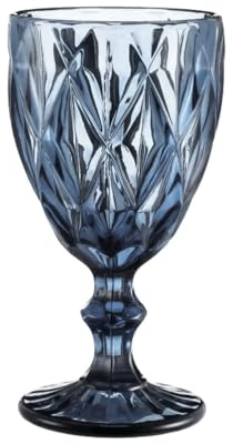 6 Teiliges Set aus Glas Weingläser Trinkgläser in Blau Wassergläser