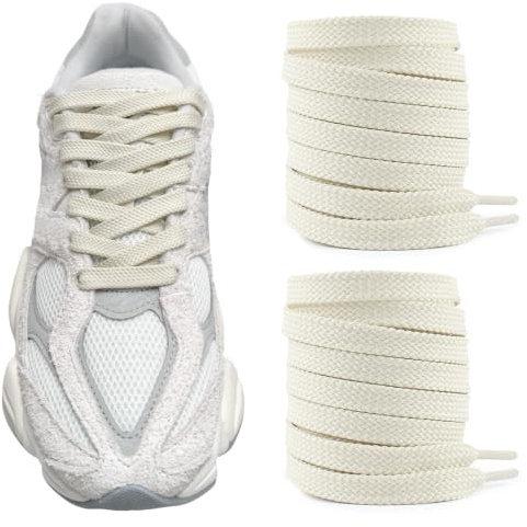 UamGlsob Lacci piatti per scarpe sportive New Balance, 8 mm larghi con motivo a rombi, resistenti stringhe di ricambio per scarpe da running (Beige, 140cm)