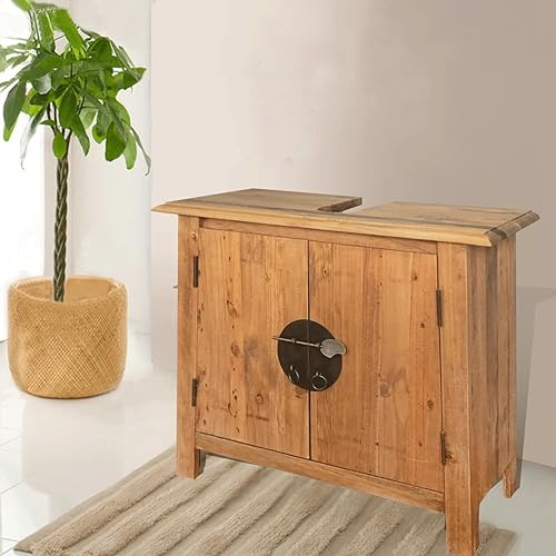 Xichuzi Armario tocador Cuarto de Baño, Mueble Baño Lavabo, Muebles para Baño, Armario Baño, Madera reciclada Pino 70x32x63cm