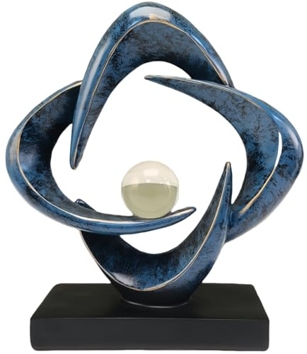 CECKQUE Modern Home Decor Abstract Decorative Sculpture Decorations for Living Room Dining Room Office, Resin Art Statues Coffee Table Bookshelf Decor Accents (Blue)