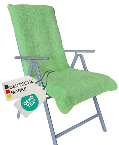 NYVI Frottee Schonbezug für Gartenstuhl NYVISpa 60x130 cm Grün - Hygiene Auflage für Hochlehner Gartenstühle Campingstühle - Handtuch Bezug - Oeko-TEX 100