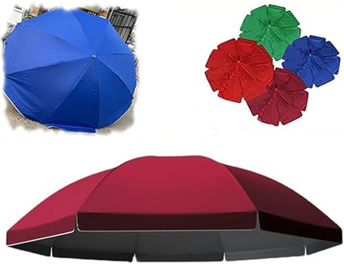 ZYXQQJ Sonnenschirm Ersatzbezug Rund Strandschirm Ersatztuch 180-300cm Ersatz-Regenschirmstoff Für Garten Pool Balkon Innenhof Strand(Burgundy,240cm/7.9ft-8 Ribs)