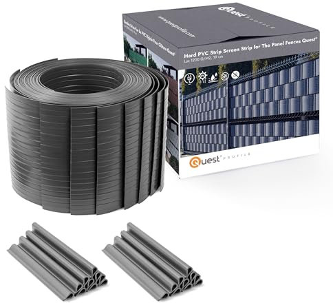 Quest Strisce frangivista per recinzione a doppia asta, in PVC rigido, protezione dal vento per giardino, altezza: 19 cm, lunghezza: 2,525 m, 900 g/m2, 10 strisce + 20 clip (10 strisce x 2,525 m