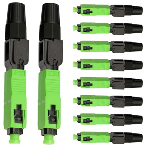 Erconsso Kit De Reparación Para Cable De Fibra Óptica Con Herramientas | 10 Piezas Adaptador de Conector Rápido SC para Fibra Óptica | Accesorio para Estaciones Base de Comunicaciones