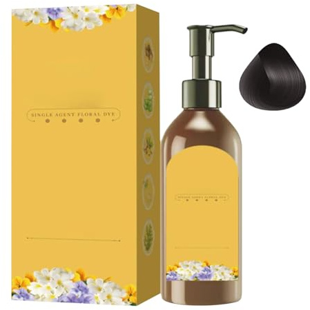 Shampoing Colorant Noir Chatain, 300ml Shampoing Cheveux Colorés Instantané, Teinture Naturelle pour Cheveux Blancs Hair Dye pour Hommes et Femmes