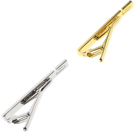 Supvox 2 Stück Pack Krawattenklammern aus Metall für Herren Minimalistische Robuste Krawattenhalter in Gold und Silber Passend für Business Hochzeit und Büroanzüge