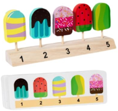 QUXVUIS Spiellebensmittel Set aus Holz für Kinder – inklusive realistischem Spielzeugessen – fördert die Kreativität auf spielerische Weise, EIS am Stiel, 21.7 x 4 x 9 cm