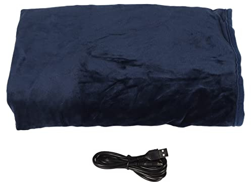 Warme Überwurfdecke aus Flanell, weiche gemütliche Wohndecke mit USB Anschluss, praktische Kuscheldecke für Zuhause und Entspannung, Farbe Blau