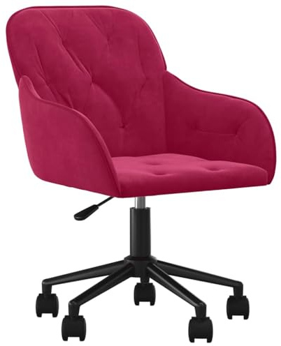 mtlskopl Bürostuhl Samt Weinrot - Drehbarer Schreibtischstuhl Höhenverstellbar mit Rollen, Moderner Chefsessel Bequem, Eleganter Polstersessel für Home Office und Arbeitszimmer