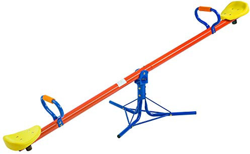 Spielwerk® Wippe für Kinder 70kg max 360° drehbar pulverbeschichtet gepolstert Haltegriffe Dämpfer Wippschaukel Gartenwippe Kinderwippe Schaukelwippe
