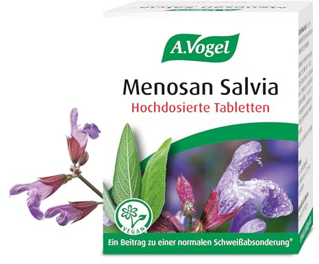 A.Vogel Menosan Salvia 30 Tabletten, pflanzliches Nahrungsergänzungsmittel, Salbei unterstützt in den Wechseljahren, Vegan, mit Spissumextrakt aus frischen Salbeiblättern