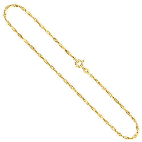 EDELIND Goldkette Damen 333 Gold Dünne 1,8 mm Kette Echtgold Singapurkette Gelbgold Halskette Länge 55 cm mit Schmuck Geschenk Box Made in Germany