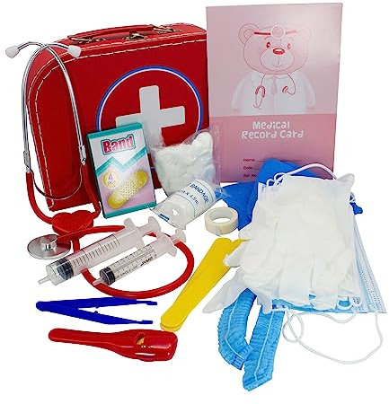 Kinder Arztkoffer Doktorkoffer Arztköfferchen, 26tlg mit viel Zubehör und funktionsfähigem Stethoskop 37352