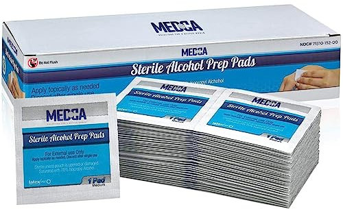 Toallitas con alcohol - Almohadillas estériles de preparación con alcohol, almohadillas antisépticas y desinfectantes, 2 capas de algodón 70% isopropílico, caja de 500 unidades.