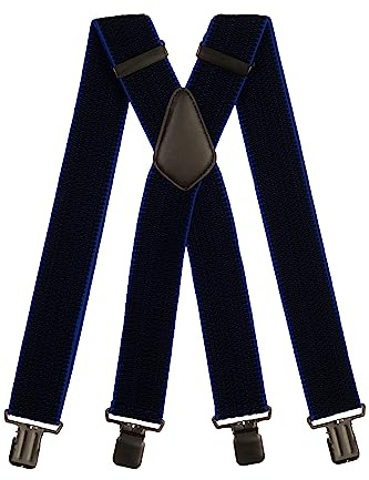 Olata Tirantes para Hombre en X, Resistentes de Tejido Grueso, 50 mm | Tirantes en X de 50 mm resistentes con clips resistentes, cruce de piel; ajustables para trabajo o ropa formal.
