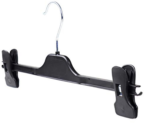 The Hanger Store 10 Black Clip Hangers for Skirts and Trousers, Strong U-Section Plastic