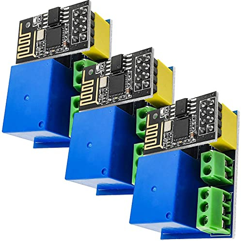 AZDelivery 3 x ESP8266-01S ESP-01S WLAN WiFi Modul 5V mit Relais Adapter (Nachfolgermodell zum ESP01) kompatibel mit Arduino inklusive E-Book!
