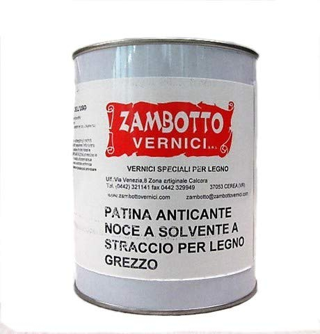 ZAMBOTTO VERNICI Patina Anticante Noce A Solvente A Straccio Per Legno Grezzo, 1L