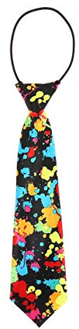Corbata para hombre o niño y pajarita, multicolor, colección original, diseño de fantasía neón sobre fondo negro, multicolor, Talla única