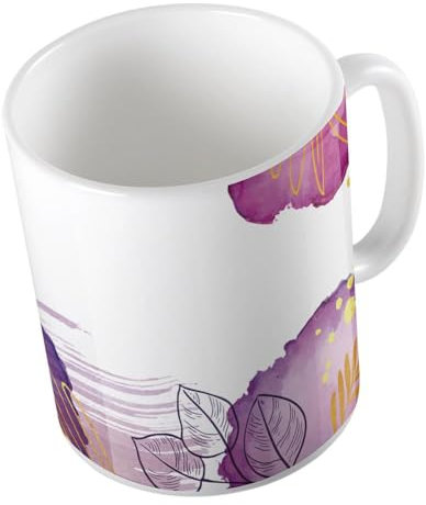 Huuraa Kaffeetasse Blätter Blüten Wasserfarbe Geschenk Tasse Weiß 330ml Blätter Blüten Wasserfarbe Geschenkidee