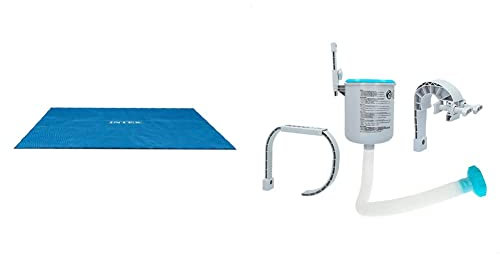 Intex 29027 Telo Termico Rettangolare, Blu, 732 x 366 cm & 28000 Deluxe Skimmer per Pompe Filtro da 3.028 l/h, Grigio/Blu, 20.96 x 33.02 x 24.13 cm