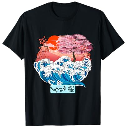 Fleurs de cerisier japonaises Kanagawa - Art japonais T-Shirt