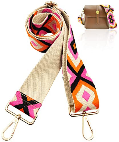AYUEBO Breite 5cm Taschengurt Bunter Schultergurt Tragegurt Längenverstellbarer 75-130cm für Schultertasche Tragetaschen, Orange&Rosa