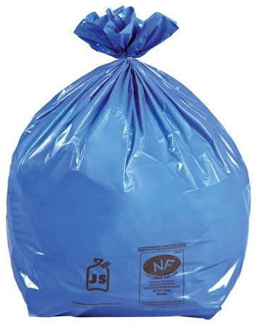 Poubelle Sac NF, Bleu, 100L, Lot de 50