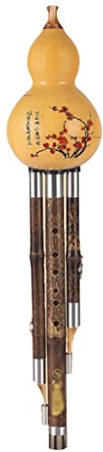 Dreifarbige Pfeifenkürbisflöte Bühnenperformance Musikinstrument Kürbisseide C-Ton Nach Unten B-Ton Kürbisseide Studio Ethnische Blasinstrumente Geschenk (Color : Brown_F-key)