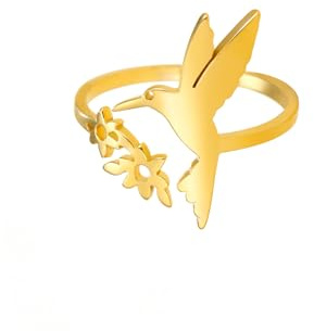 kkjoy Vögel Ring Edelstahl Einstellbare Offene Finger Ringe Versprechen Ring Schmuck Geschenk für Frauen Charming Damen