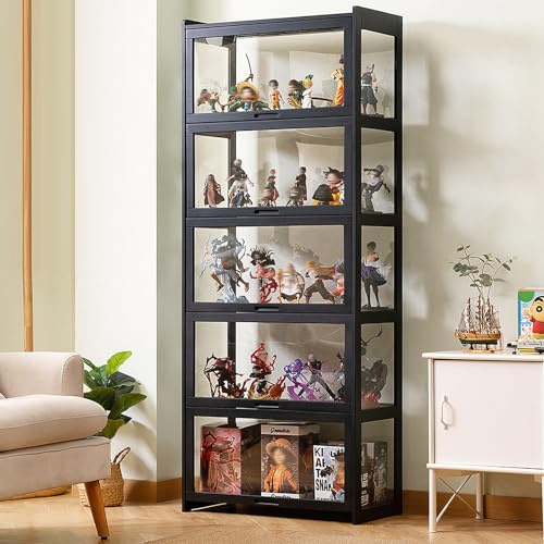 JFOZDM Vitrinenschrank, multifunktionale staubdichte Glasvitrine, Glasvitrine Stehend, Klappenschranktürdesign, versiegelt und staubdicht, Vitrine für Büros, Schlafzimmer, Wohnzimmer