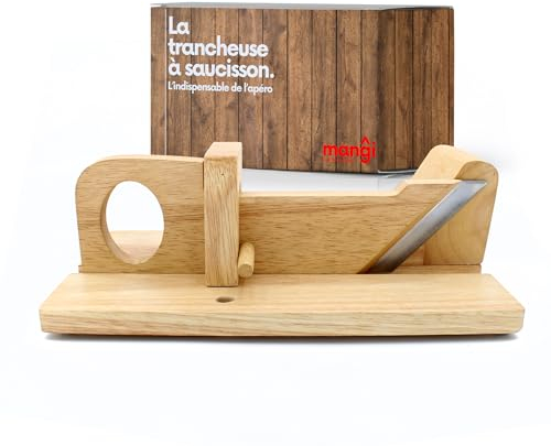 Mangi - Trancheuse à saucisson en bois - L'indispensable de l'apéro pour vous, vos amis et votre famille - Bois éco-responsable !
