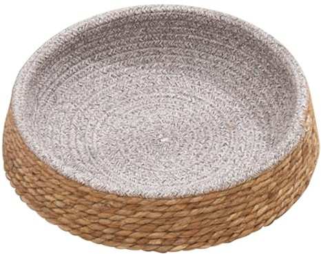 SUPVOX Rattan Woven Pet Bed for Cats and Small Dogs Comfortable Round Sleeping Nest Breathable Design for Indoor Use Living Room Bedroom Brown