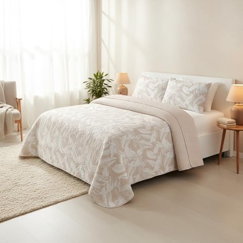 DALINA - Colcha Bouti para Cama 180, Cubre Cama Fina 280x260cm Incluye 2 Fundas de Cojín, Suave Ideal para Primavera, Verano y Entretiempo,Estampado