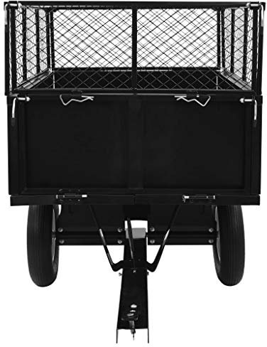 VidaXL Remorque rabattable pour tondeuse à gazon, 300 kg, noir, acier, remorque de jardin