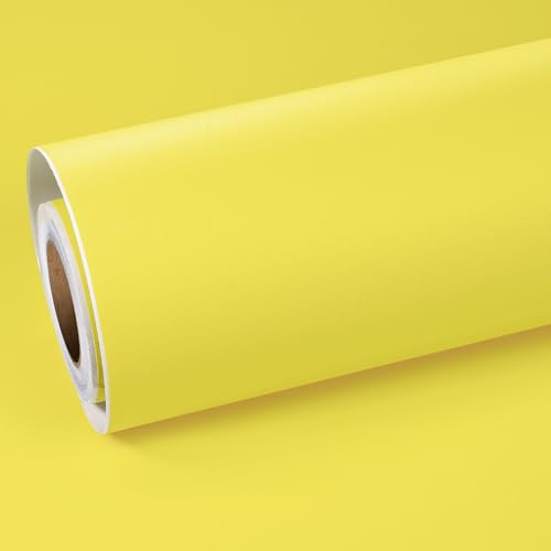 ReWallpaper Möbelfolie Küche Gelb Tapete Selbstklebende Kinder Selbstklebend Gelb Matt Klebefolie Küchenfronten Abwaschbare Tapete für Badezimmer Wand Dekofolie Schreibtisch 40cm×3m