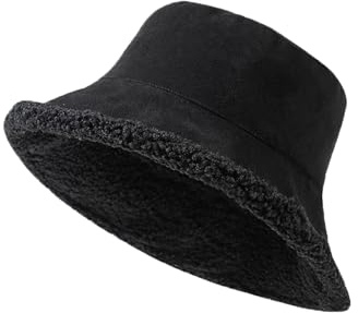 YAMEE Fischerhut Damen Reversible Warme Lässiger,Bucket Hat Damen Elegant in Weicher Veloursleder,Anglerhut Damen Winter Flauschige Plüsch,Unisex Wintermütze,für Outdoor Wandern Reisen