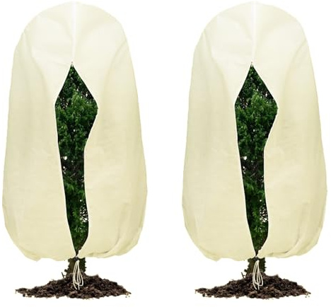 Voarge Cubierta anticongelante para plantas, tela no tejida, resistente a desgarros, con cordón, para árboles, palmeras y plantas de balcón (120 x 180 cm)