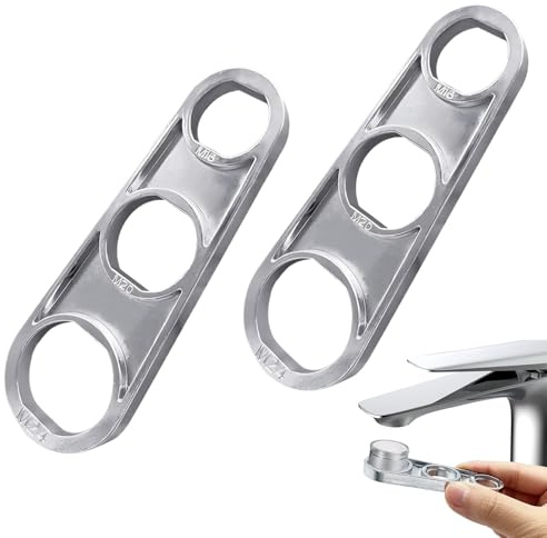 2 Stück Strahlregler Mischdüse Luftsprudler, Wasserhahn Sprudelschlüssel mit Entkalker Aufsatz, Spülbecken-Belüfterschlüssel M16/M18/M20/M22/M24/M28 für Küche, Bad